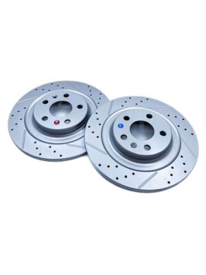 HAVAL Jolion 2WD (до 2023г). Комплект задних слотированных/перфорированных тормозных дисков DZK. 3502102XGW02A - Миниатюра 1